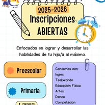 Inscripciones abiertas preescolar y primaria